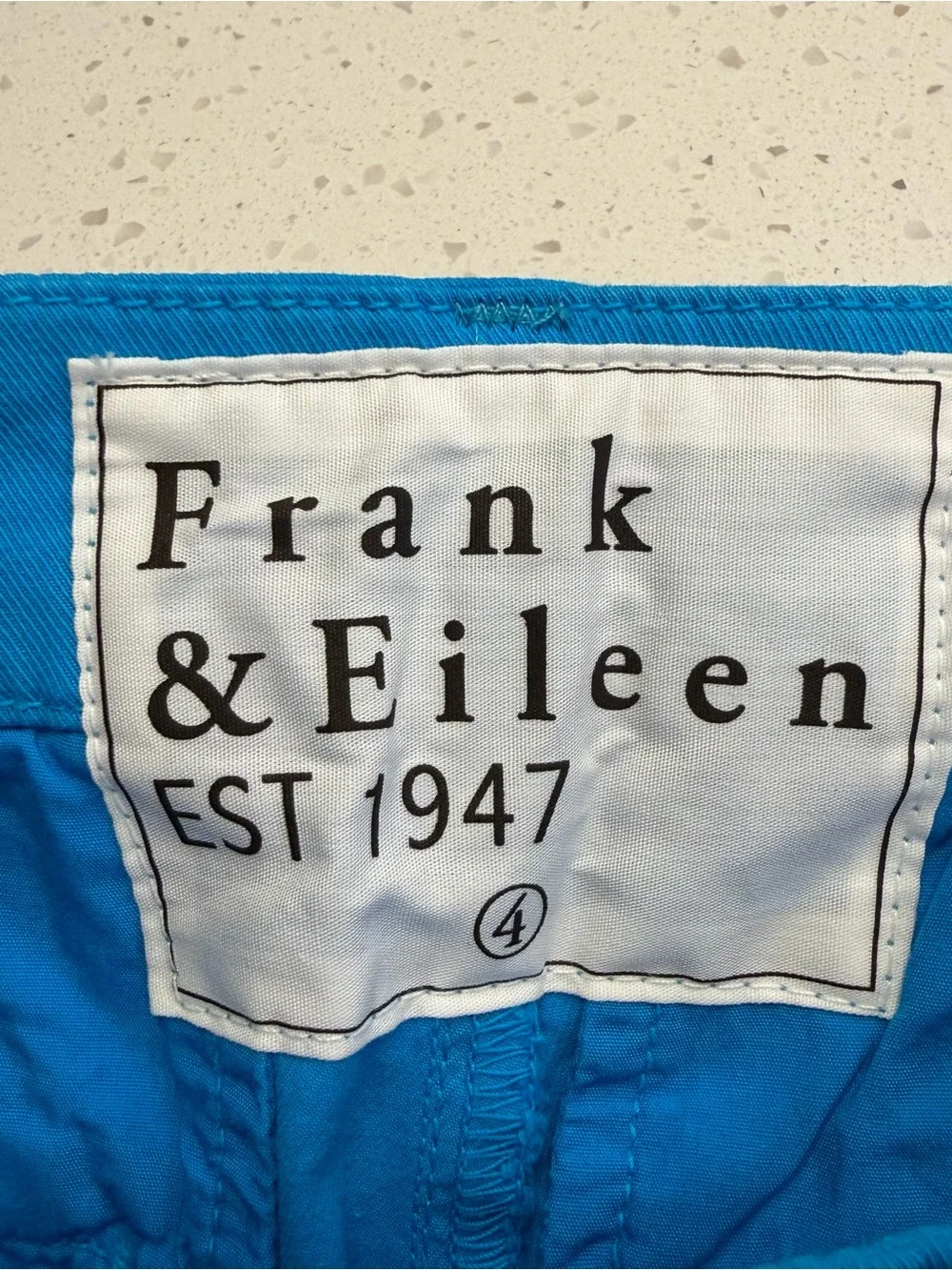 Frank & Eileen Wicklow Pants 4 Aqua Blue Raw Hem Cotton Stretch Chino Ankle